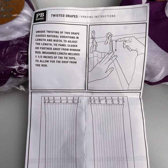 NEW Pottery Barn Teen twist tie panels curtains drapes - Picture 8 of 10